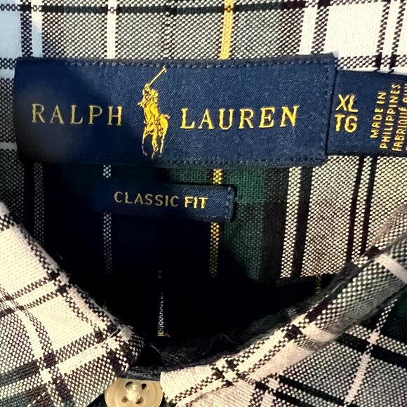 Ralph Lauren Blue/Green Plaid Classic-Fit 100% Cotton Long-Sleeve SZ XL - Picture 3 of 7